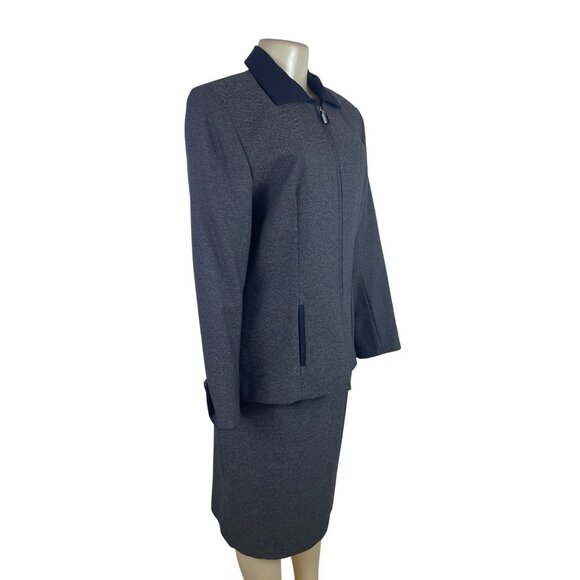 Sag Harbor Suit Ladies Grey Jacket & Skirt Set Formal Office Wear Sz 10 - New - Picture 2 of 15